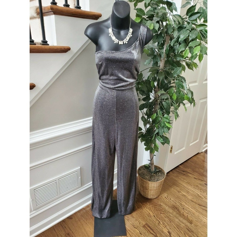 Windsor Pewter One Shoulder Casual Jumpsuits Dress